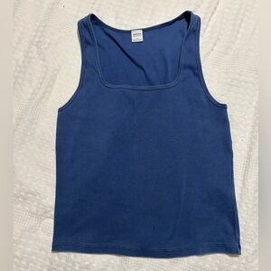 Aritzia HomeStretch Rib Squareneck Tank Size XL, No-stress Medium Blue